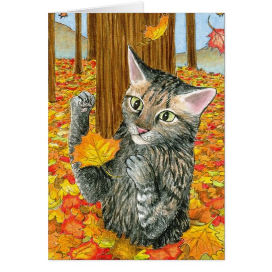 Cat 440 fall autumn Greeting Card