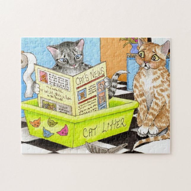 Cat 464 funny bathroom art jigsaw puzzle (Horizontal)