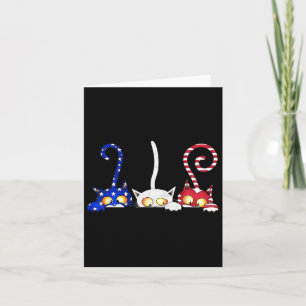 Cat 4th Of July American Flag Red White Blue Women Card