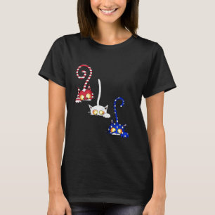 Cat 4th Of July American Flag Red White Blue Women T-Shirt