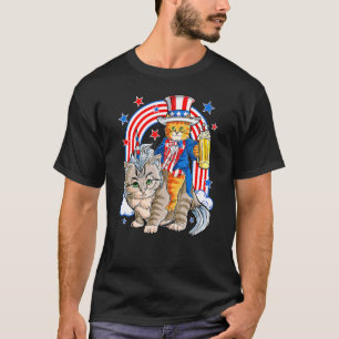 Cat 4th Of July Caticorn Unicorn Meowica Women Me T-Shirt