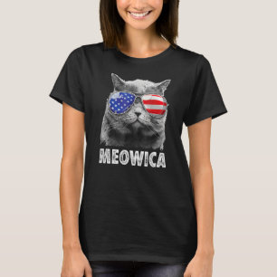 Cat 4th Of July Meowica American Flag Sunglasses T-Shirt