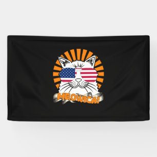 Cat 4th of July Meowica Banner