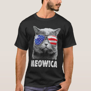 Cat 4th Of July Meowica Girls Boys American Flag S T-Shirt