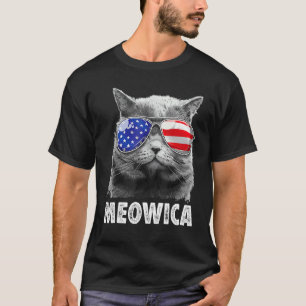 Cat 4th Of July Meowica Girls Boys American Flag S T-Shirt
