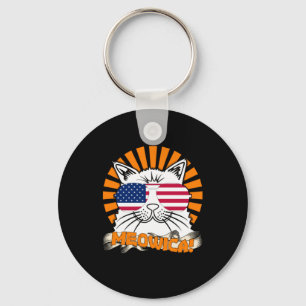 Cat 4th of July Meowica Key Ring