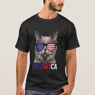 Cat 4th Of July Meowica Men Women American Flag Ki T-Shirt