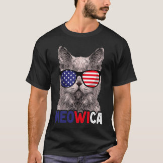 Cat 4th Of July Meowica Men Women American Flag Ki T-Shirt
