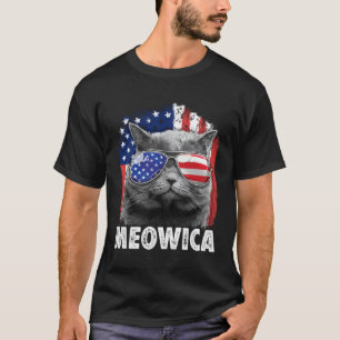 Cat 4th of July Meowica Merica Kids Boys Girls Ame T-Shirt