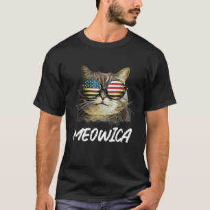 Cat 4th Of July Meowica Merica Kitty Usa American T-Shirt