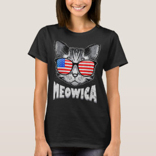 Cat 4th Of July Meowica Merica Kitty Usa American T-Shirt