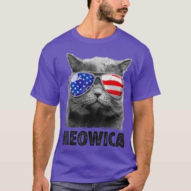 Cat 4th of July Meowica Merica Men Women USA T-Shirt (Front)