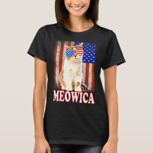 Cat 4th Of July Meowica Merica Usa American Flag M T-Shirt