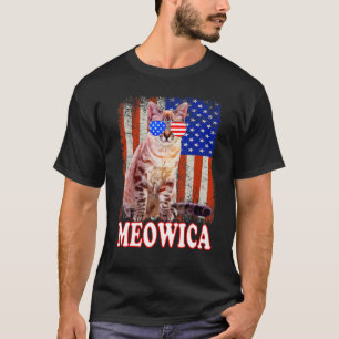 Cat 4th Of July Meowica Merica Usa American Flag M T-Shirt