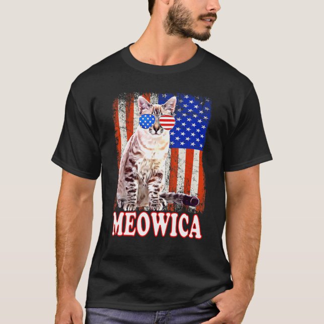 Cat 4th Of July Meowica Merica Usa American Flag M T-Shirt (Front)