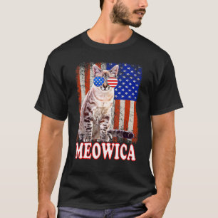 Cat 4th Of July Meowica Merica Usa American Flag M T-Shirt