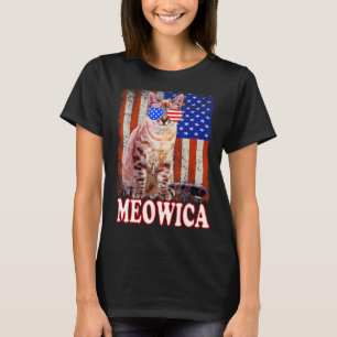Cat 4th Of July Meowica Merica Usa American Flag M T-Shirt