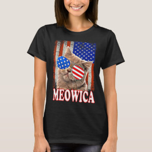 Cat 4th Of July Meowica Merica Usa American Flag M T-Shirt