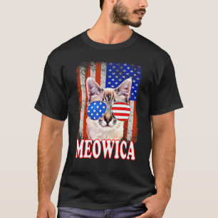 Cat 4th Of July Meowica Merica Usa American Flag M T-Shirt