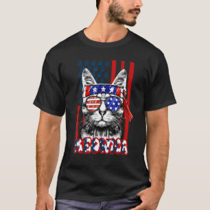 Cat 4th Of July Meowica Merica Usa American Flag T-Shirt