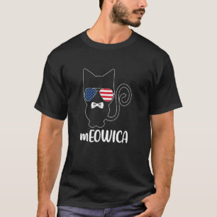 Cat 4th Of July Meowica Merica Usa American Flag T-Shirt