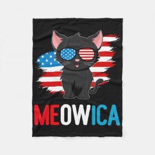 Cat 4th Of July Meowica Patriotic Kitten American  Fleece Blanket