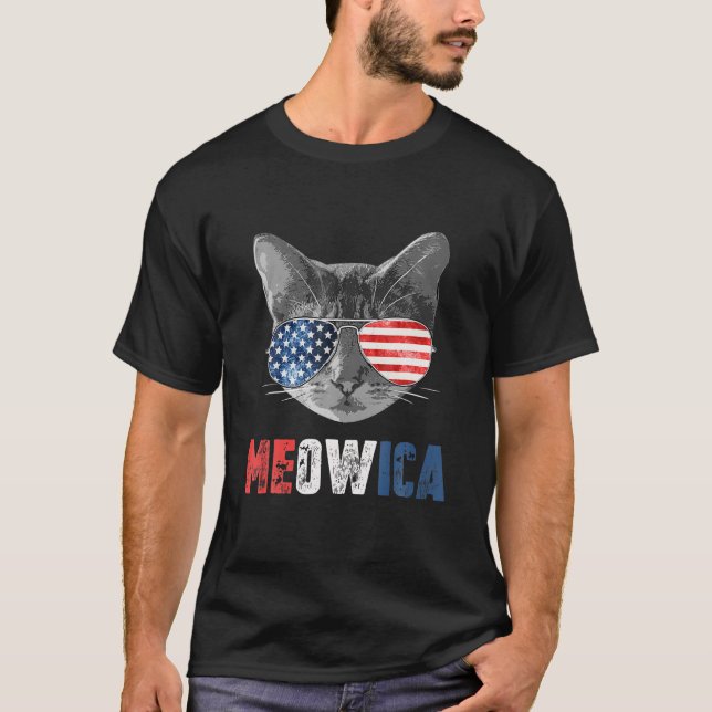 Cat 4Th Of July S Meowica Merica Men USA American T-Shirt (Front)