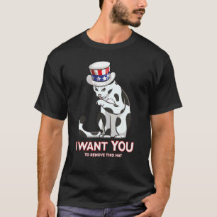 Cat 4th Of July Uncle Sam Hat Usa Cat T-Shirt