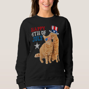 Cat 4th of July USA Flag Family Matching Couples F Sweatshirt
