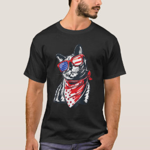 Cat 4th Of July Women Cat- American Flag Cat Dad 1 T-Shirt