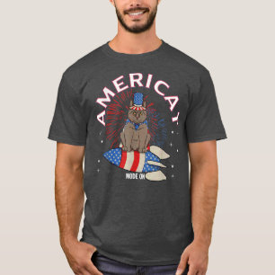 Cat 4th of July Women CatLover American Flag Cat T-Shirt