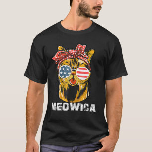 Cat 4th Of Julys Meowica Merica Usa American Flag  T-Shirt