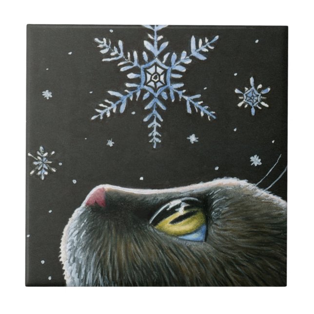 Cat 532 Snowflakes Ceramic Tile (Front)