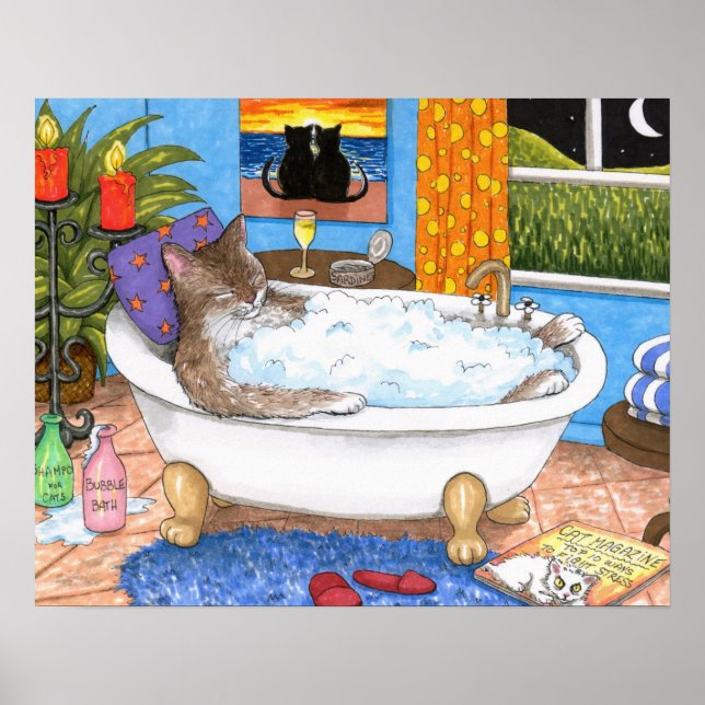 Cat 567 Funny bathroom art Poster (Front)