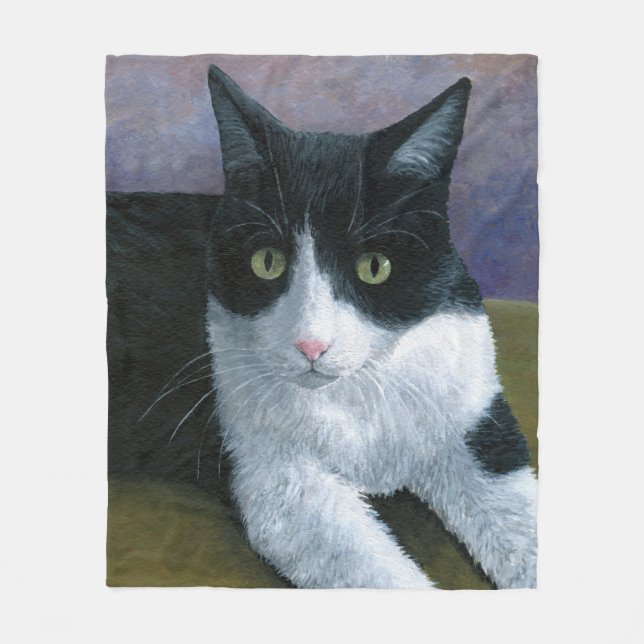 Cat 577 Tuxedo Fleece Blanket (Front)
