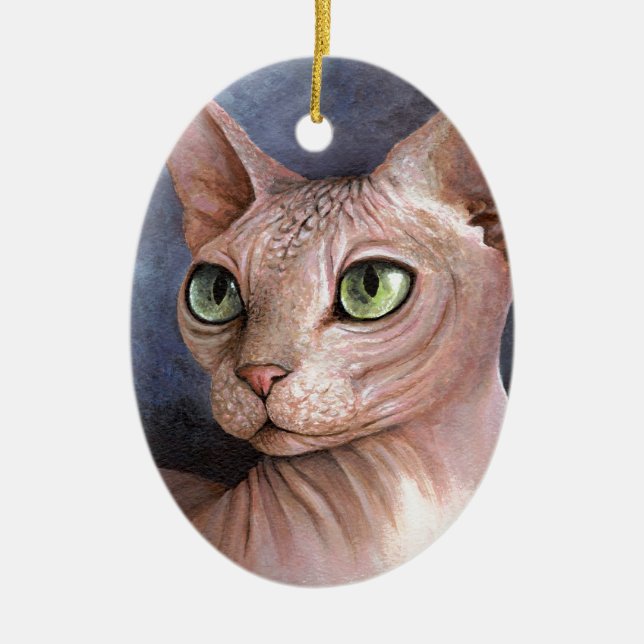 Cat 578 Sphynx Ceramic Tree Decoration (Front)