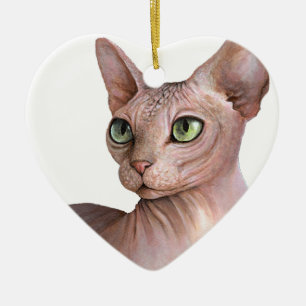 Cat 578 Sphynx white background Ceramic Ornament
