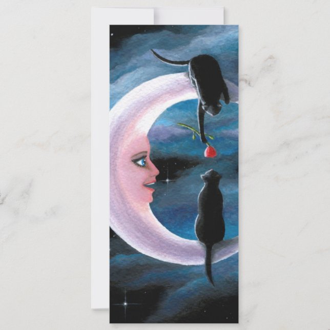 Cat 581 black cats on the moon Bookmark (Front)