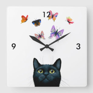 Cat 606 square wall clock