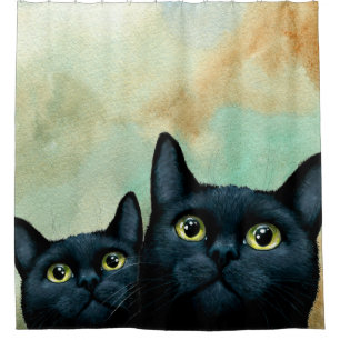Cat 607 black cats shower curtain