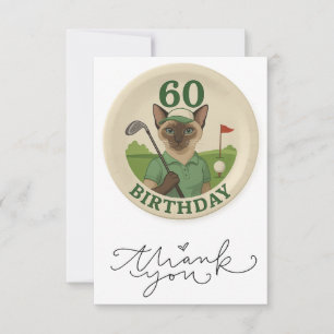 Cat 60th Birthday  Thank You Card