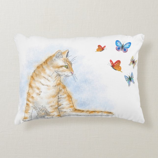 Cat 616 butterfly decorative cushion (Front)