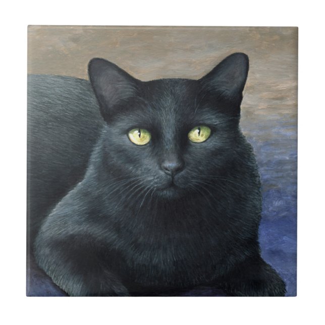Cat 621 black cat ceramic tile (Front)