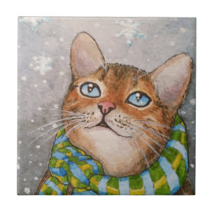 Cat 627 Winter Snow Ceramic Tile