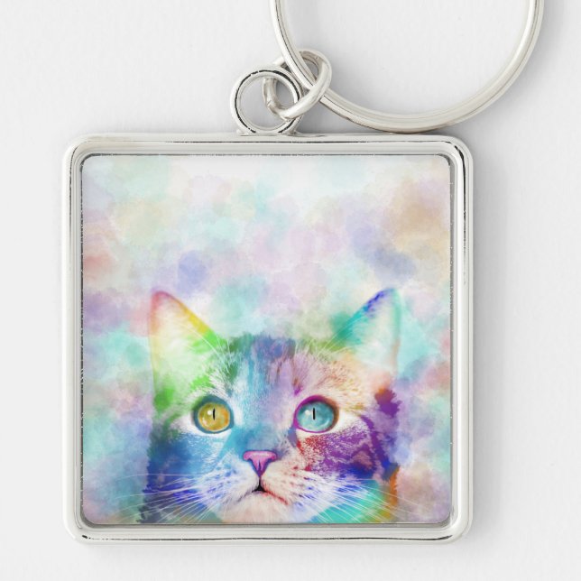 cat 663 multicolor cat key ring (Front)