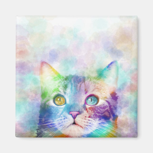 cat 663 multicolor cat magnet (Front)