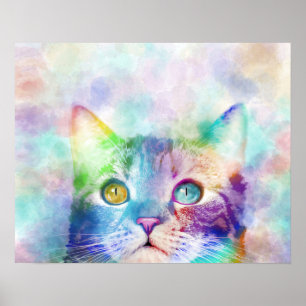 cat 663 multicolor cat poster