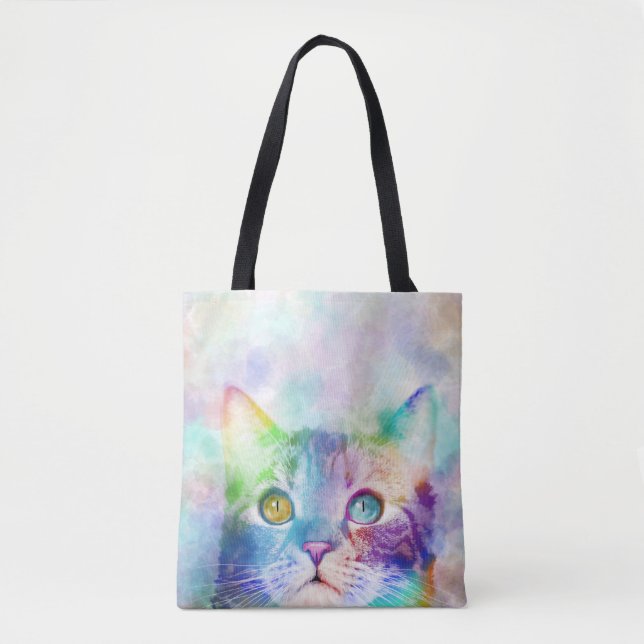 cat 663 multicolor cat tote bag (Front)