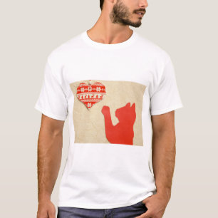Cat A Heart Red Silhouette Sticker Hunter Holiday. T-Shirt