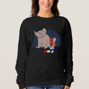 Cat A Little Worried About Taking Medicine Vintage Sweatshirt